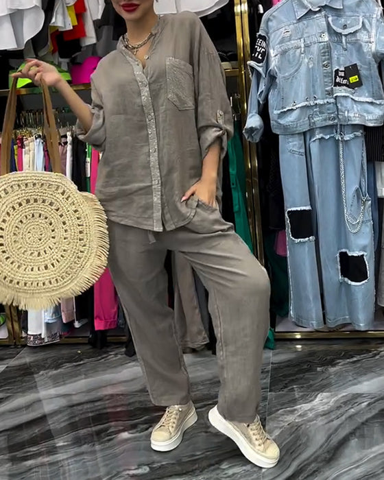 Costume Col Montant Poche Décontracté