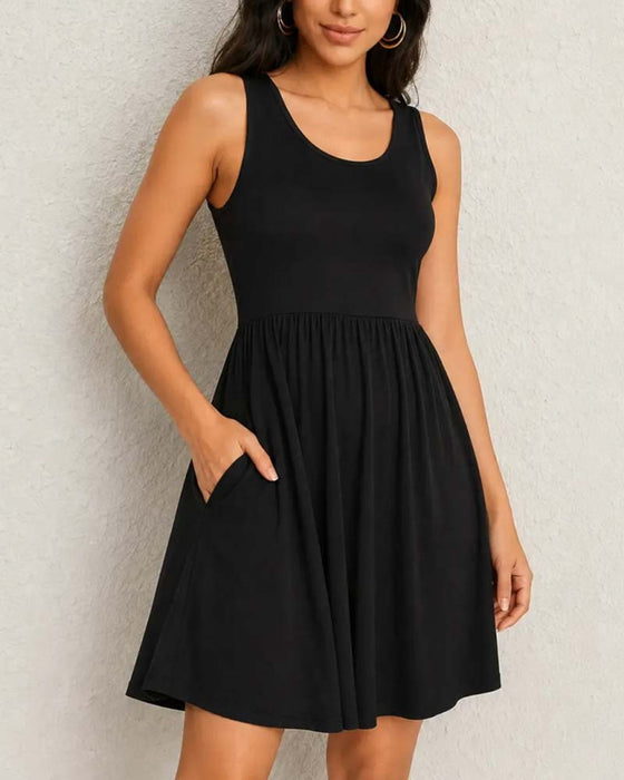Robe Sans-Manches Ample Ligne-A Mini