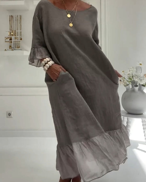 Robe Volant Poche Décontractée