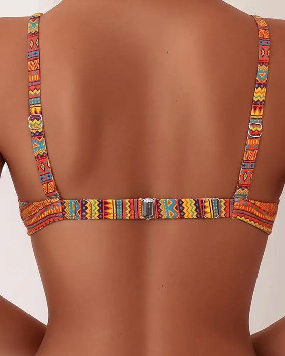 Maillot De Bain Deux Pièces Soutien-Gorge Imprimé Rayé