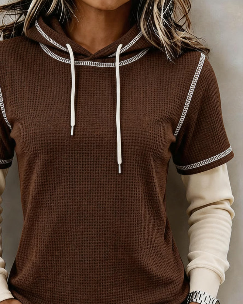 Sweat À Capuche Gaufré Bloc De Couleur 2 En 1