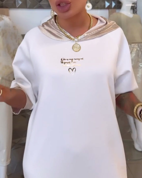 Robe À Capuche Couleur Unie Ample Fendue