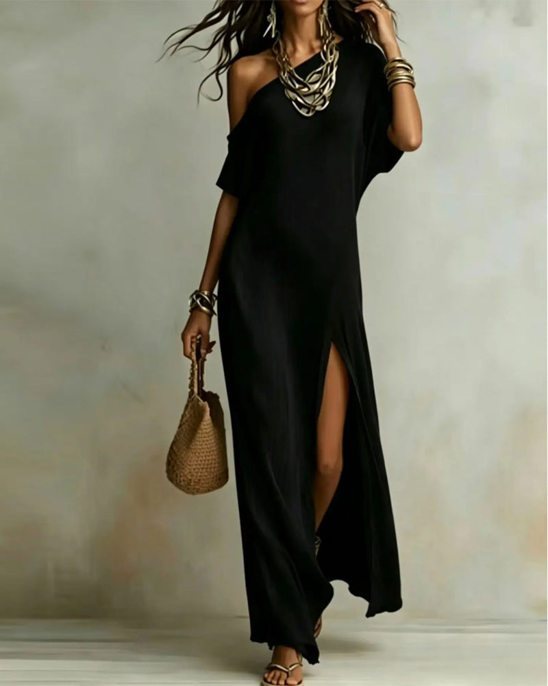 Robe À Épaule Inclinée Et Fente