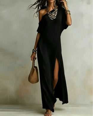 Robe À Épaule Inclinée Et Fente