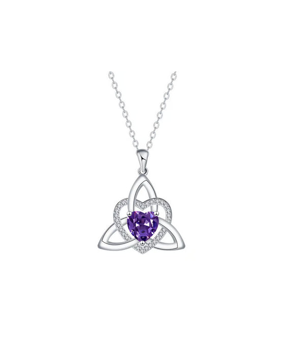 Collier Cœur Nœud Trinitaire Celtique Pierre De Naissance ✨ Pendentif Cœur Nœud Trinitaire Celtique Pierre De Naissance