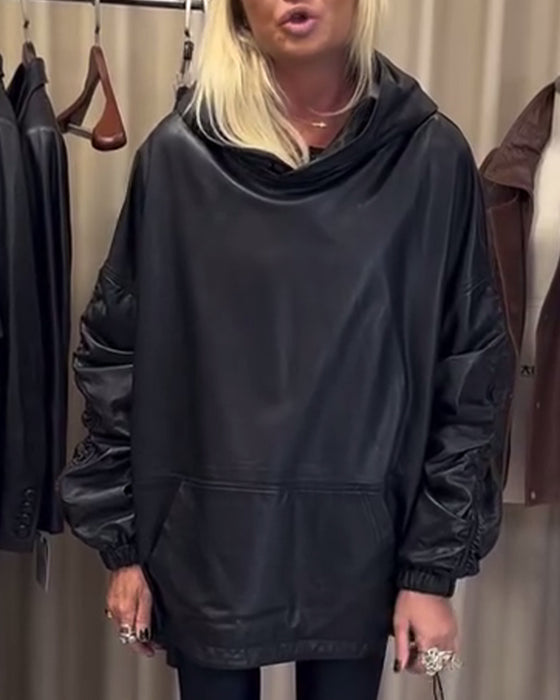 Hoodie Ample En Similicuir