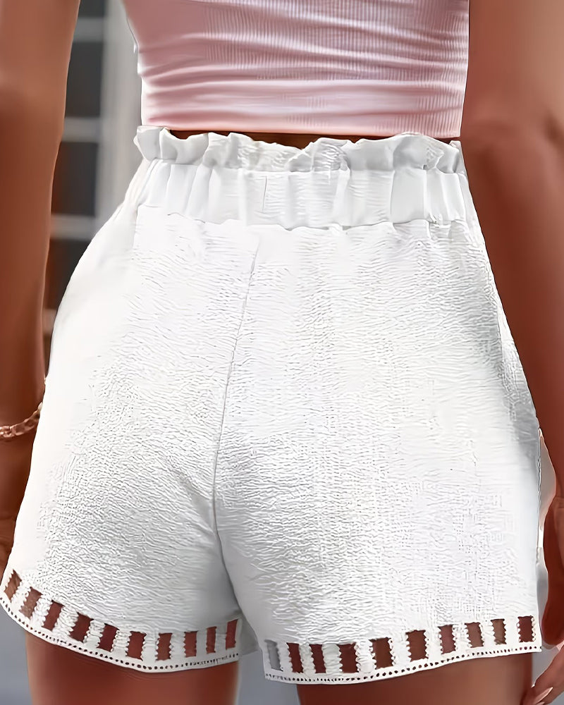 Shorts Dentelle Ajourée Taille Élastique