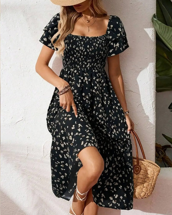 Robe Manche Papillon Cintrée Plissée Ligne A