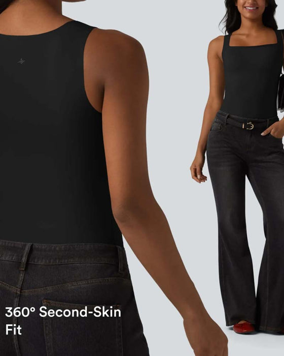 Débardeur Unie Col Carré Soutien-Gorge Intégré