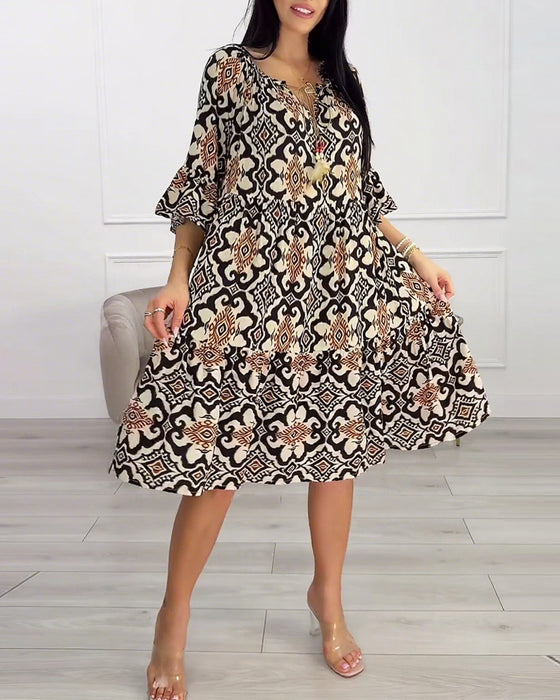 Robe imprimée vintage longueur genou