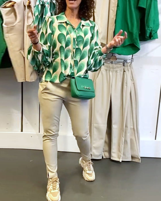 Chemisier à revers et imprimé