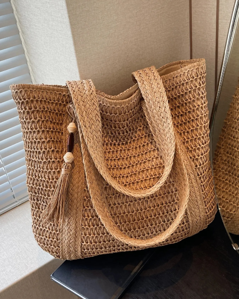 Sac De Plage Grande Capacité Unie Paille