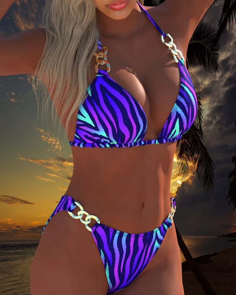 Maillot de bain bikini imprimé dégradé tendance