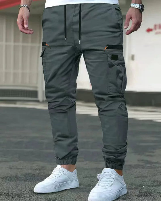 Pantalon Homme Poignet Élastique Unie Décontracté