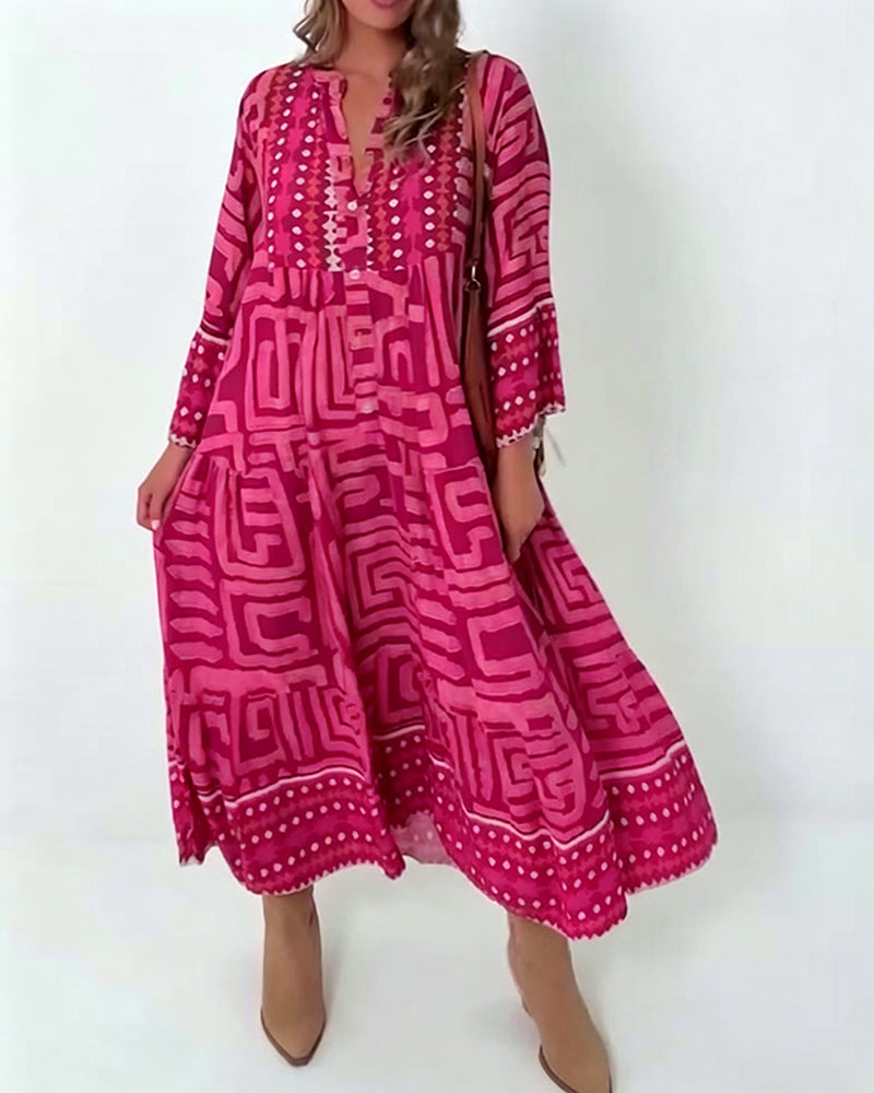 Robe Ethnique Imprimé Géométrique