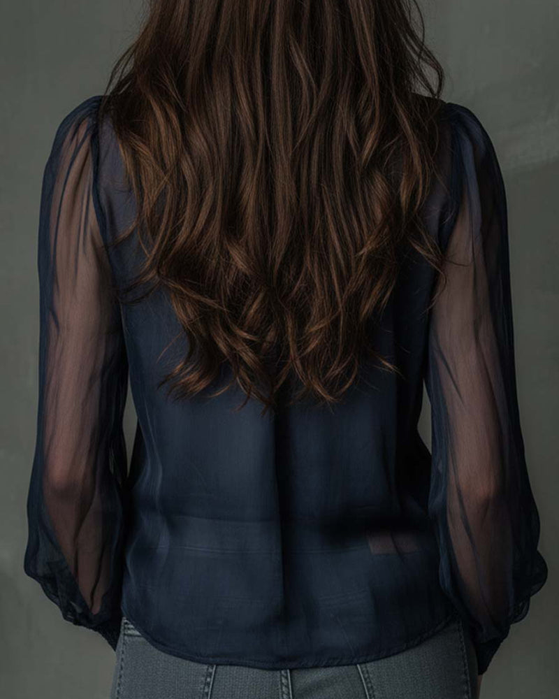 Blouse Demi-zippé Maille Manches-longues