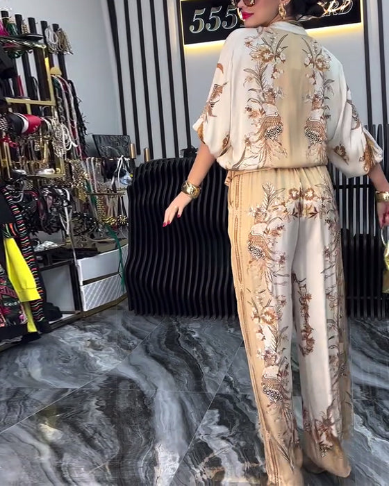 Costume à Pantalon Large Tempérament Col Montant Fermeture Éclair