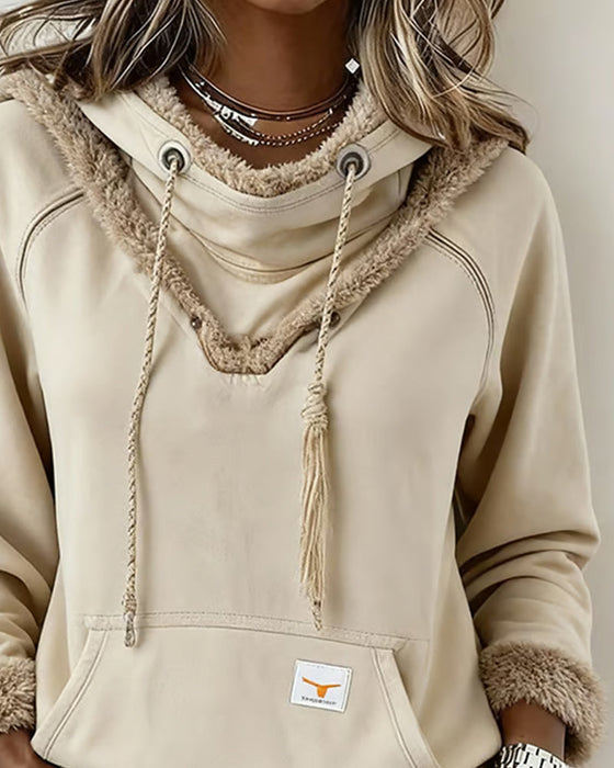 Sweat À Manches Longues À Détails Patchwork Et Poche