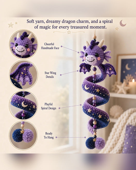 🐉 Kit DIY pour débutant d'un ornement suspendu en spirale dragon enchanté | Ensemble complet incluant tous les outils et un guide étape par étape 💕