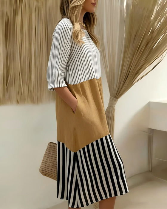 Robe Bloc De Couleur Rayé