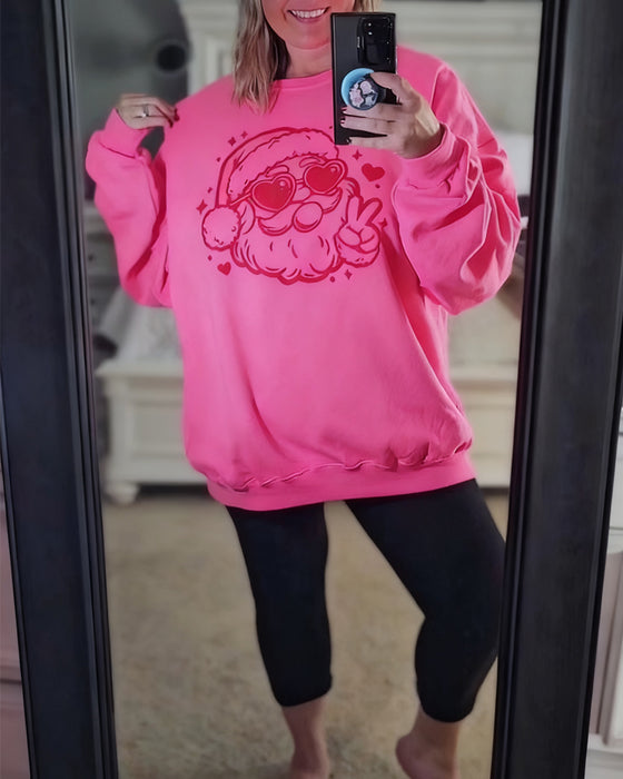 Sweat-shirt à col rond imprimé Père Noël