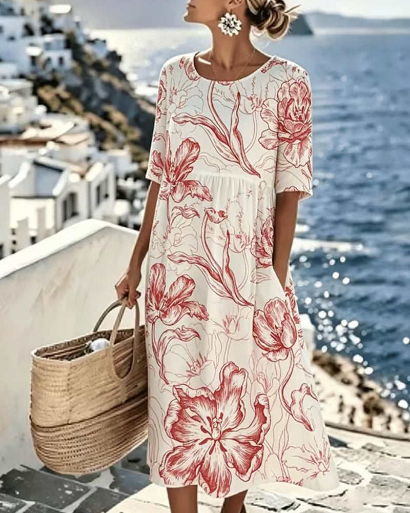 Robe Demi-Manches Imprimé