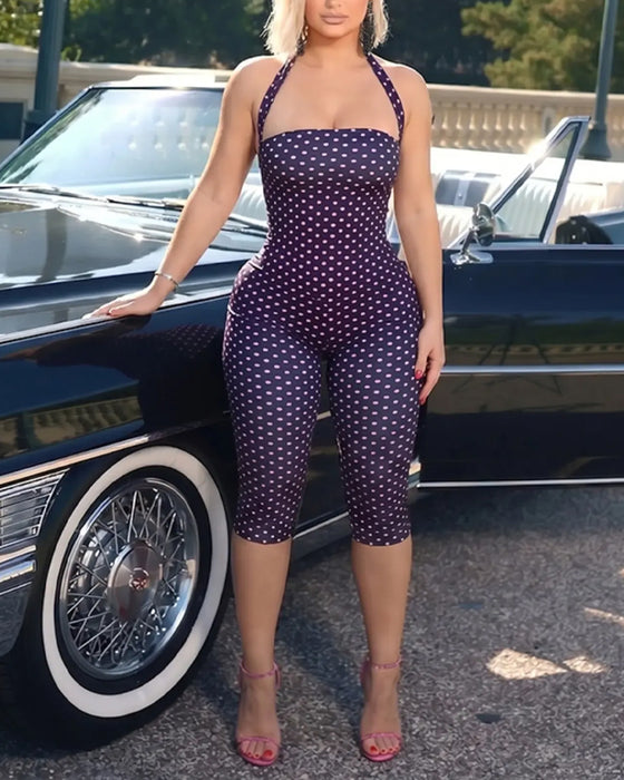 Combinaison Polka Dot Halter Capri