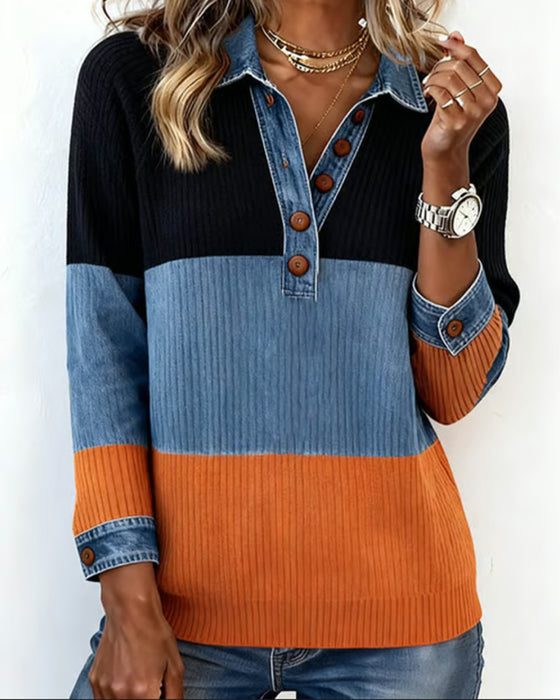 Haut Tendance À Revers Et Couleur Contrastée