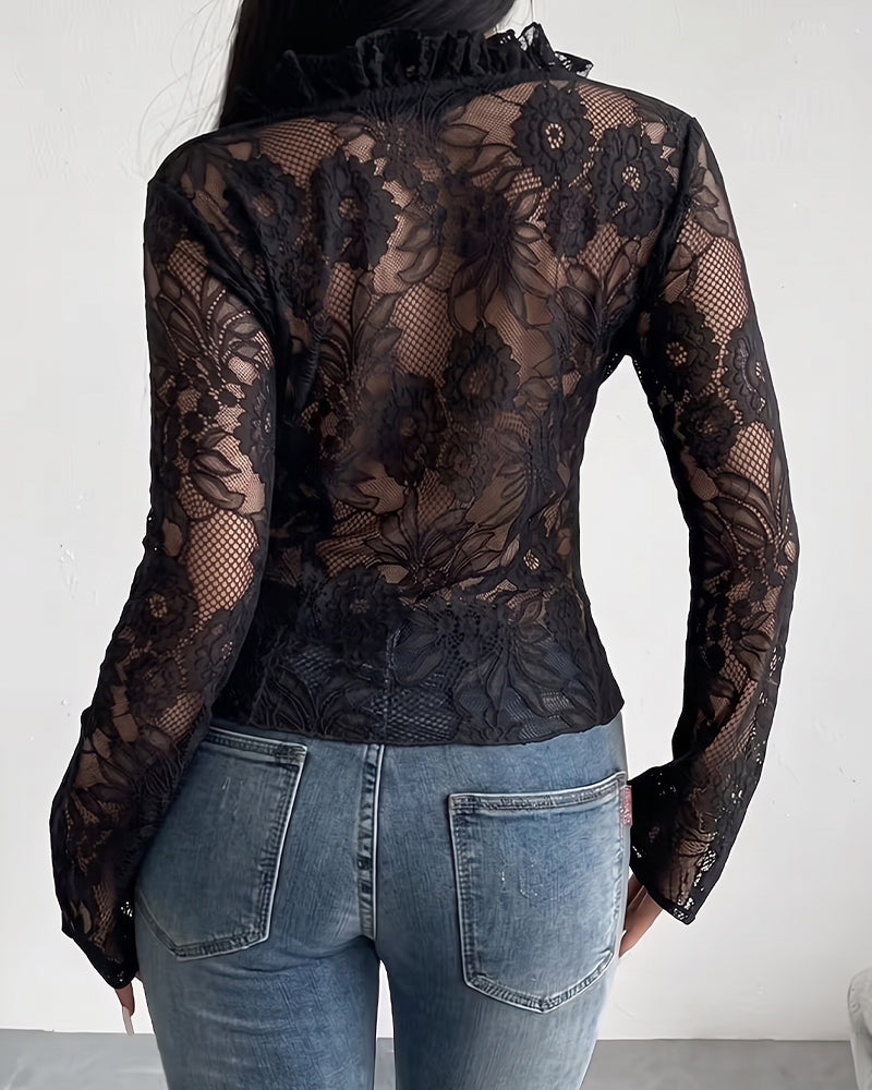 Blouse Col En V Attacher Dentelle