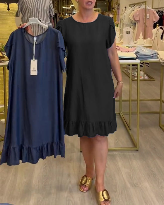 Robe Décontractée Denim Volantée