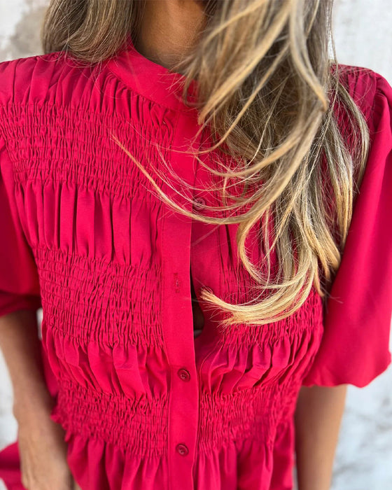 Blouse Mode Décontractée Manches Courtes Uni