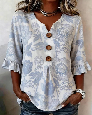 Blouse Imprimée Manchette Volantée