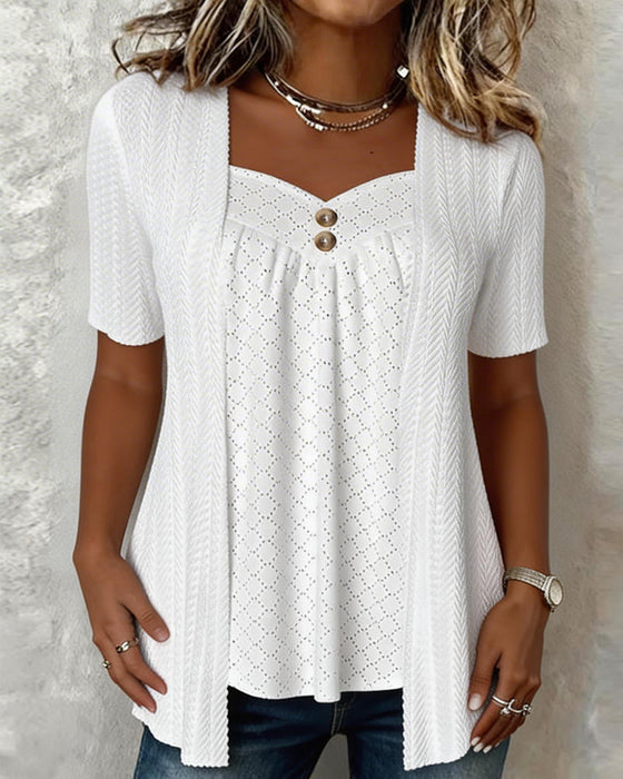 Chemisier Fausse Couche Carré Encolure Découpé Patchwork