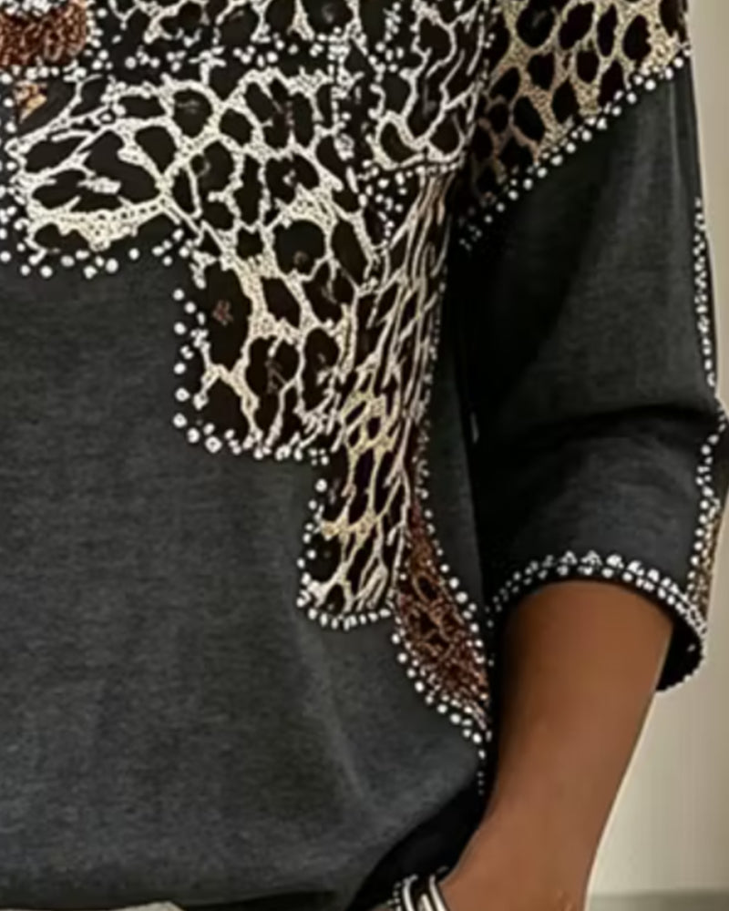 Blouse Col V Léopard Imprimé