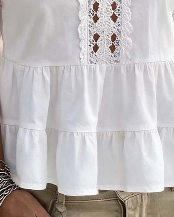 Blouse Hors Épaule Dentelle Volant