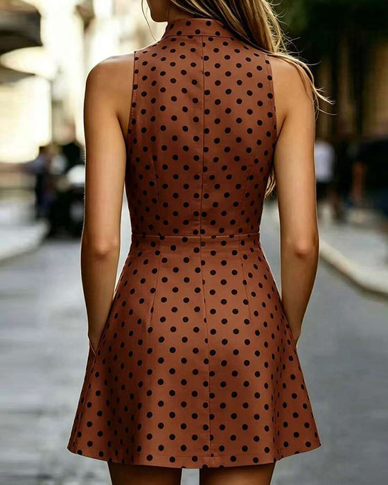 Robe Sans Manches Polka Dot Vintage