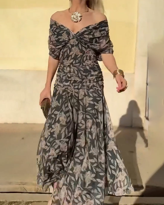 Robe Col En V Épaules Dénudées Tendance