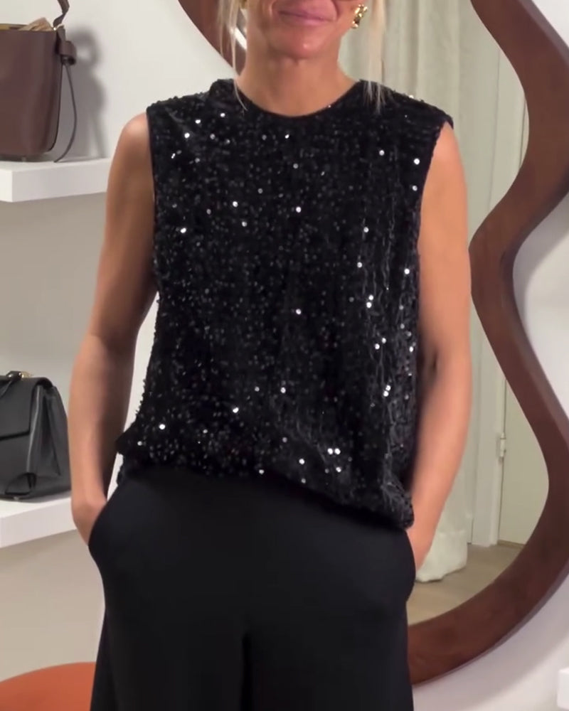 Débardeur À La Mode Nœud Paillette