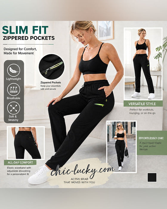 Pantalon Fermeture Éclair Pochette Jambe Droite