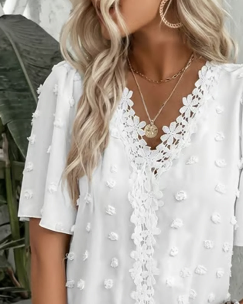 Blouse Jacquard Assemblée Manche Volant