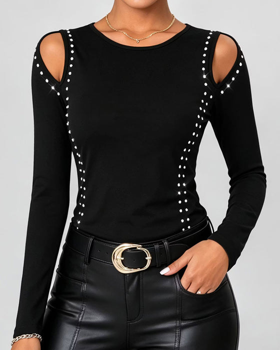 Haut Col Rond Slim Manches Longues