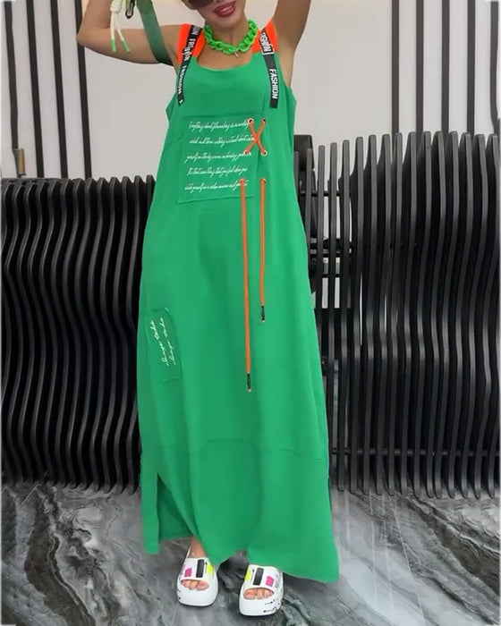 Robe Sans Manches Imprimé Lettre Personnalisé