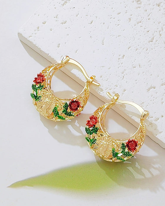 Boucles D’oreilles Vintage Fleur Créole