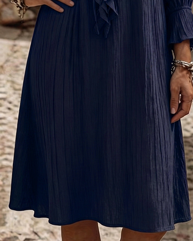 Robe Col Volant Attacher Trois Quart Manche