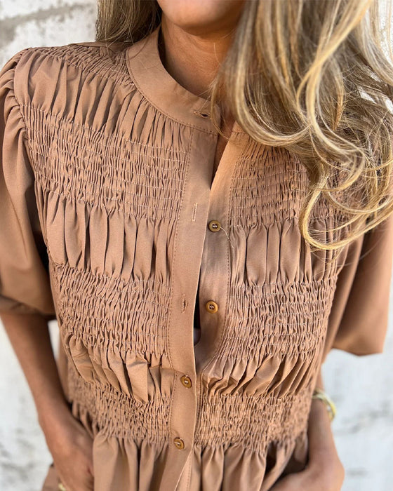 Blouse Mode Décontractée Manches Courtes Uni