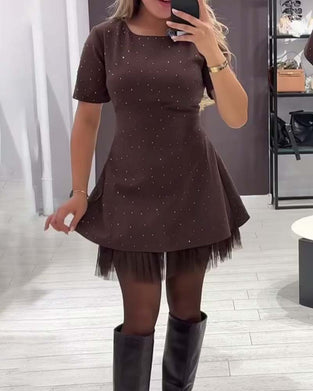 Robe élégante en patchwork de maille scintillante