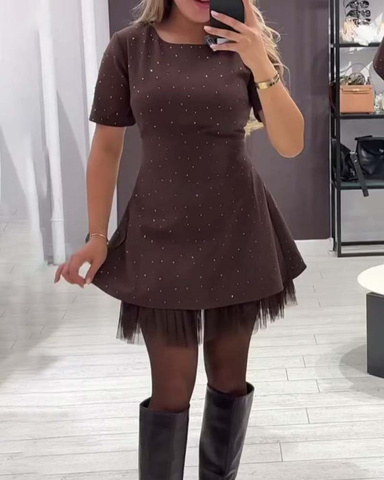 Robe élégante en patchwork de maille scintillante