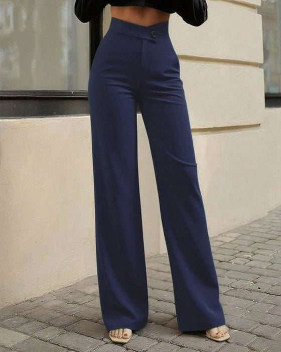 Pantalon De Costume Taille Haute Drapé