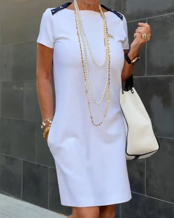 Robe Patchwork Taille Cintrée T-Shirt