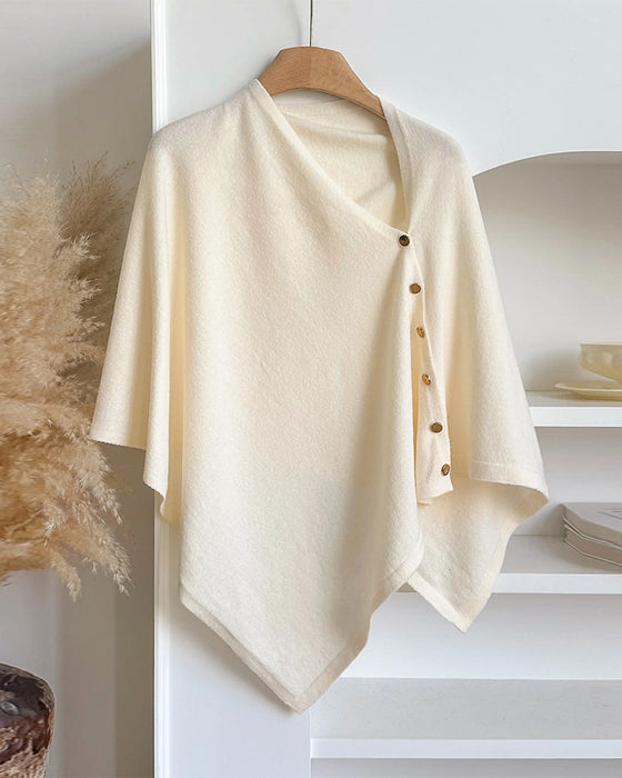 Manteau Polyvalent Bouton Asymétrique Cape Manteau